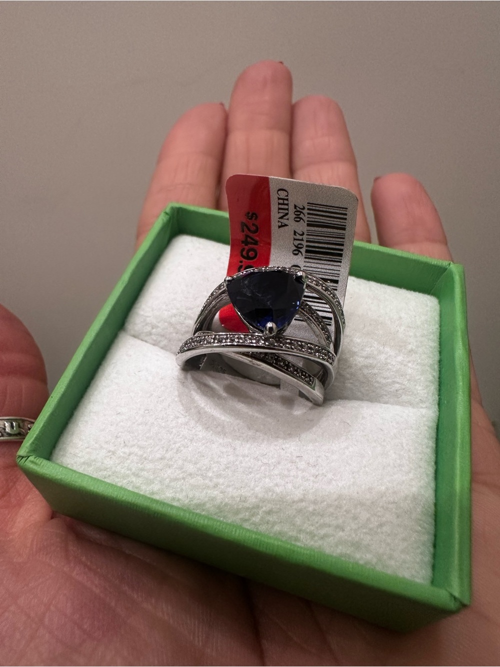 Silver Ring with Deep Blue Center Stone - Women Jewelry